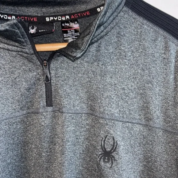 Spyder Quarter Zip Pullover Athletic Shirt Gray Black Detail